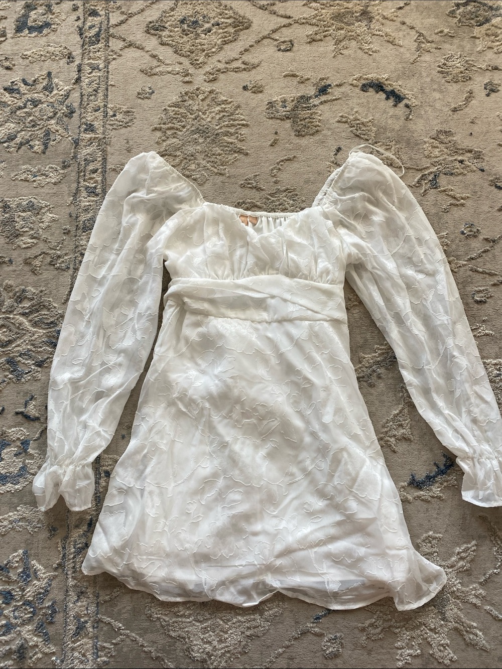 T.J.Maxx White Textured Long-Sleeve Mini Dress
